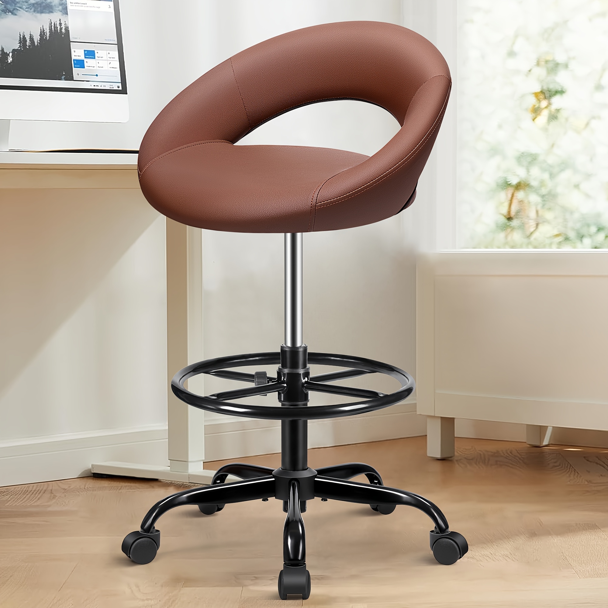 Home Office Chair - Ergonomic Drafting Chair - PU Leather
