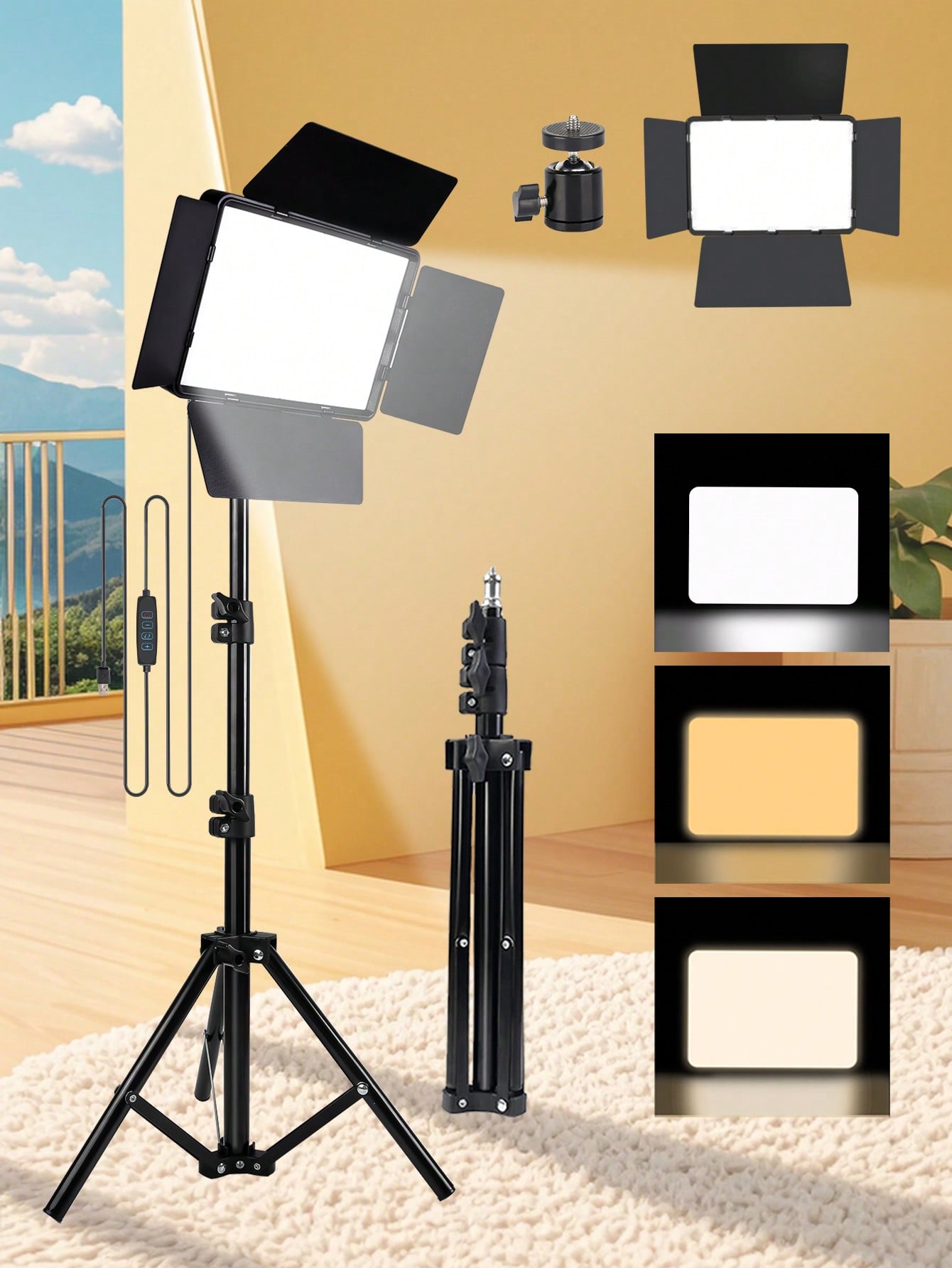 Zoom Lighting Kit - 10 Inch Square 3-Color LED Fill