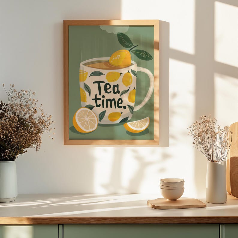 Home Office Furniture - Modern Lemon Tea Time Aesthetic Canvas