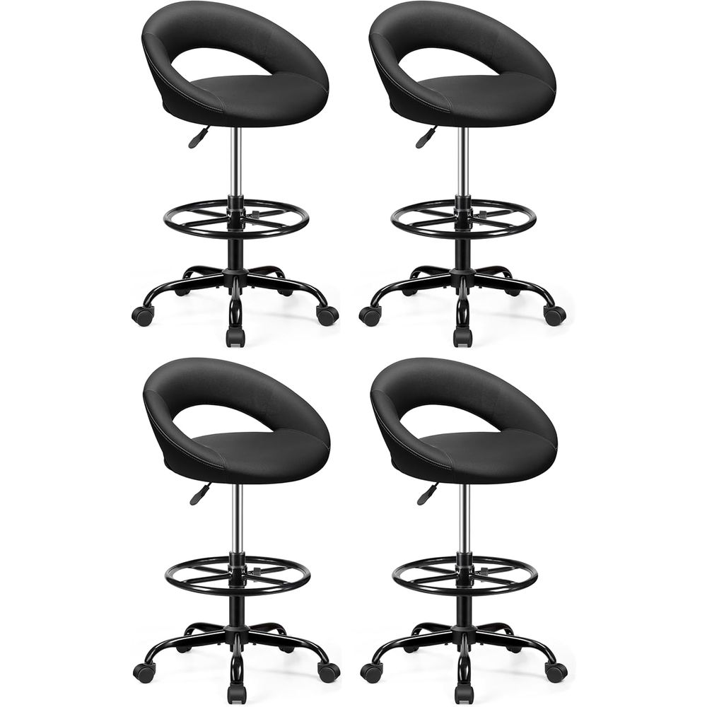 Home Office Chair - Adjustable Swivel Bar Stools with Back