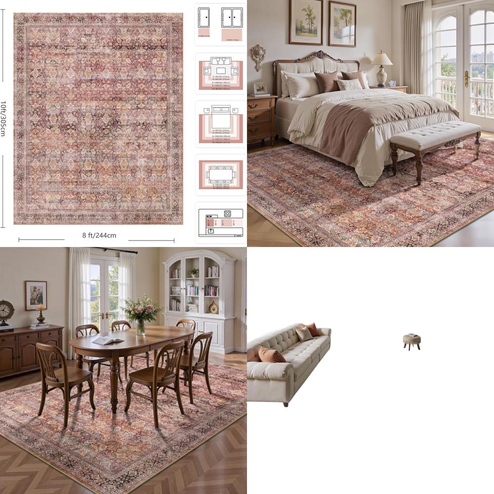 Home Office Rug - Vintage Retro Washable Area Rugs, Soft