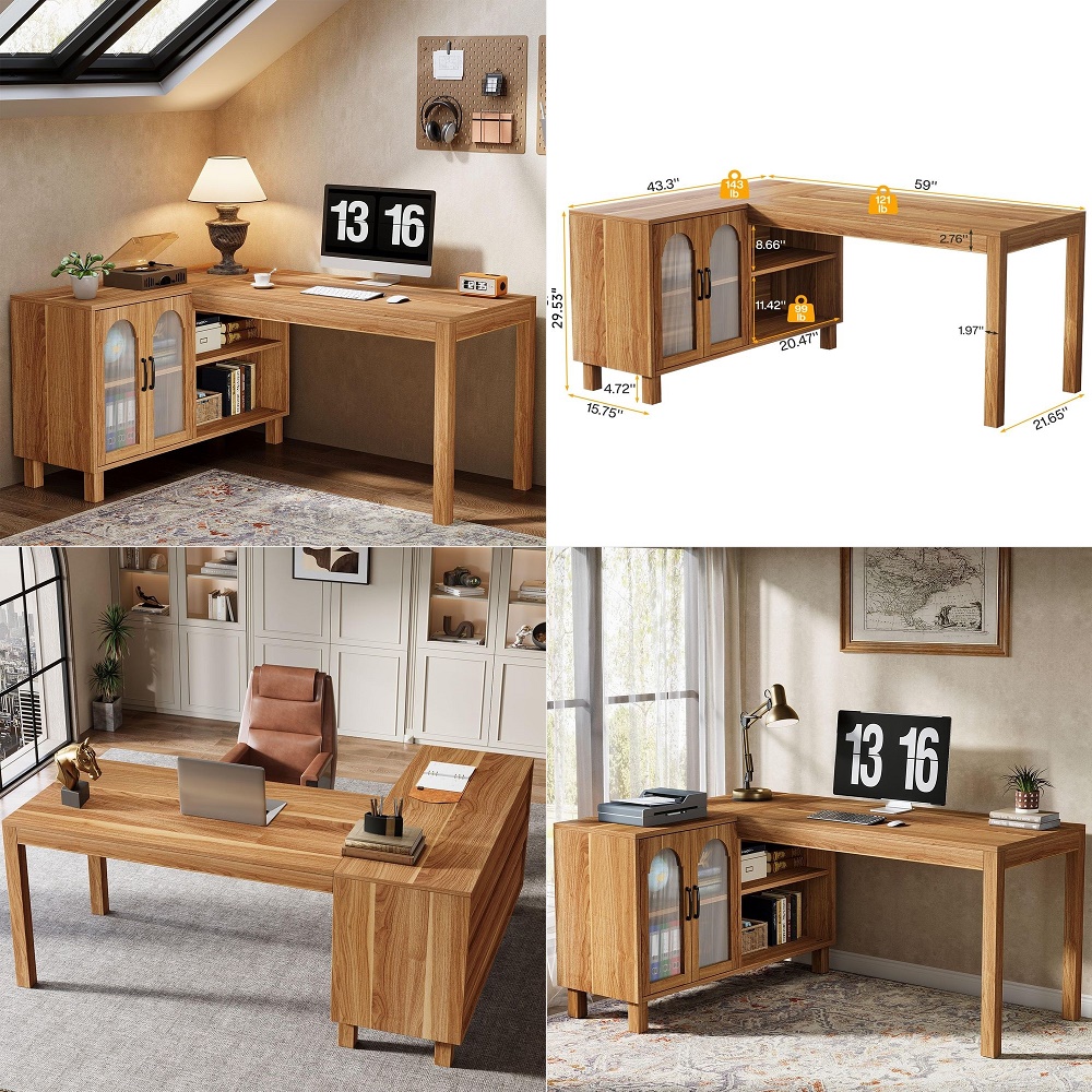 Home Office With Two Desks - Two Person Desk, 86.6 Inch Extra