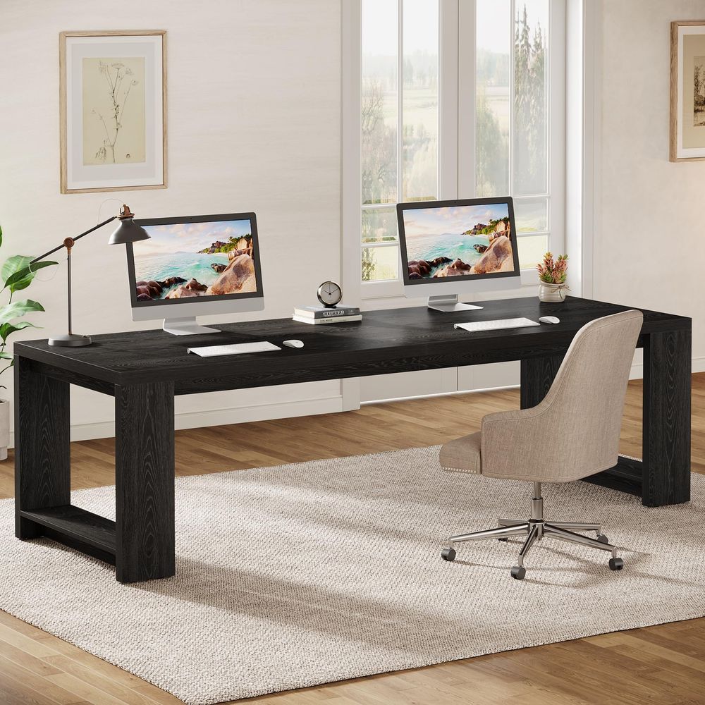 Home Office With Two Desks - 2 Person Desk, 86.6 Extra Long