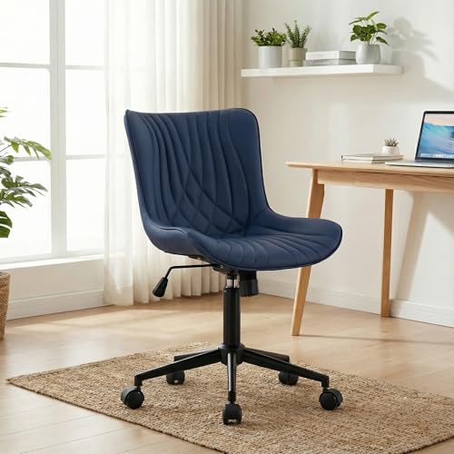 Blue Faux Leather Armless Swiv - Home Office Furniture avaliação e preço