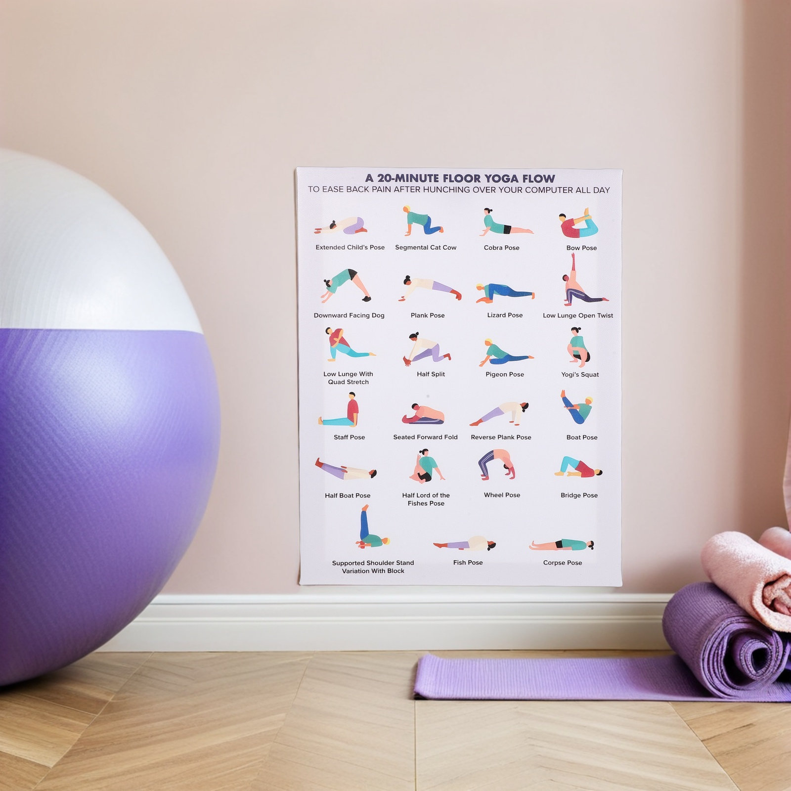 Yoga Poster Wall Art Bundle Mo - Home Office Furniture avaliação e preço