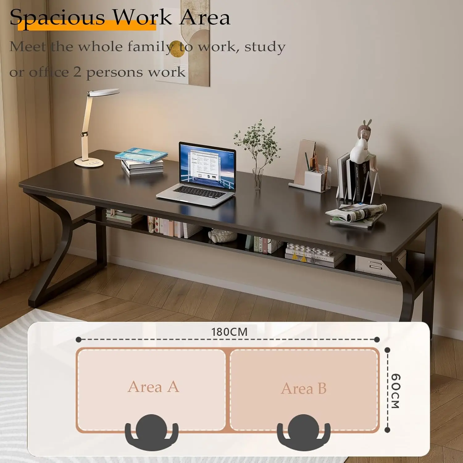 Extra Long Desk Bookshelf 71 D - Home Office With Two Desks avaliação e preço