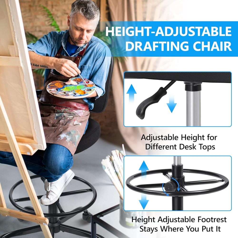 Adjustable Height Drafting Des - Home Office Chair avaliação e preço