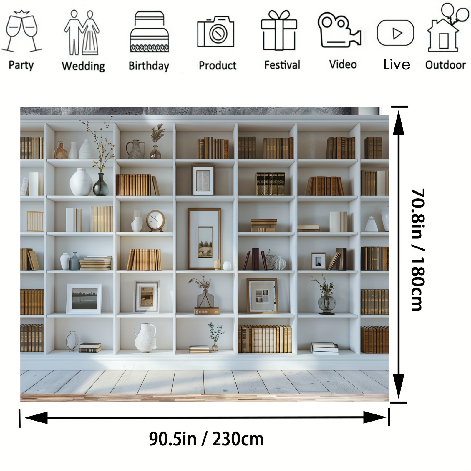 1pc White Bookshelf background - Home Office Zoom Background Free avaliação e preço