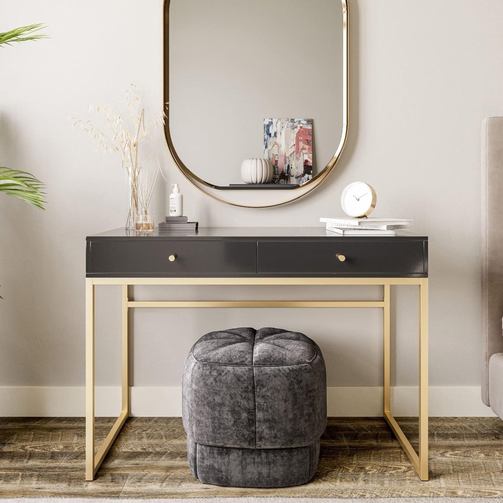 Modern 42 Inch Makeup Vanity D - Home Office With Two Desks avaliação e preço