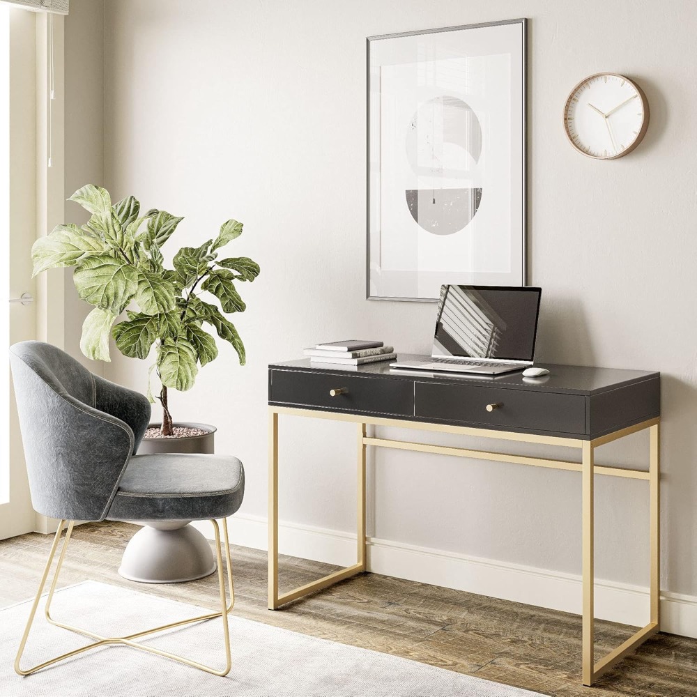 Modern 42 Inch Makeup Vanity D - Home Office With Two Desks avaliação e preço