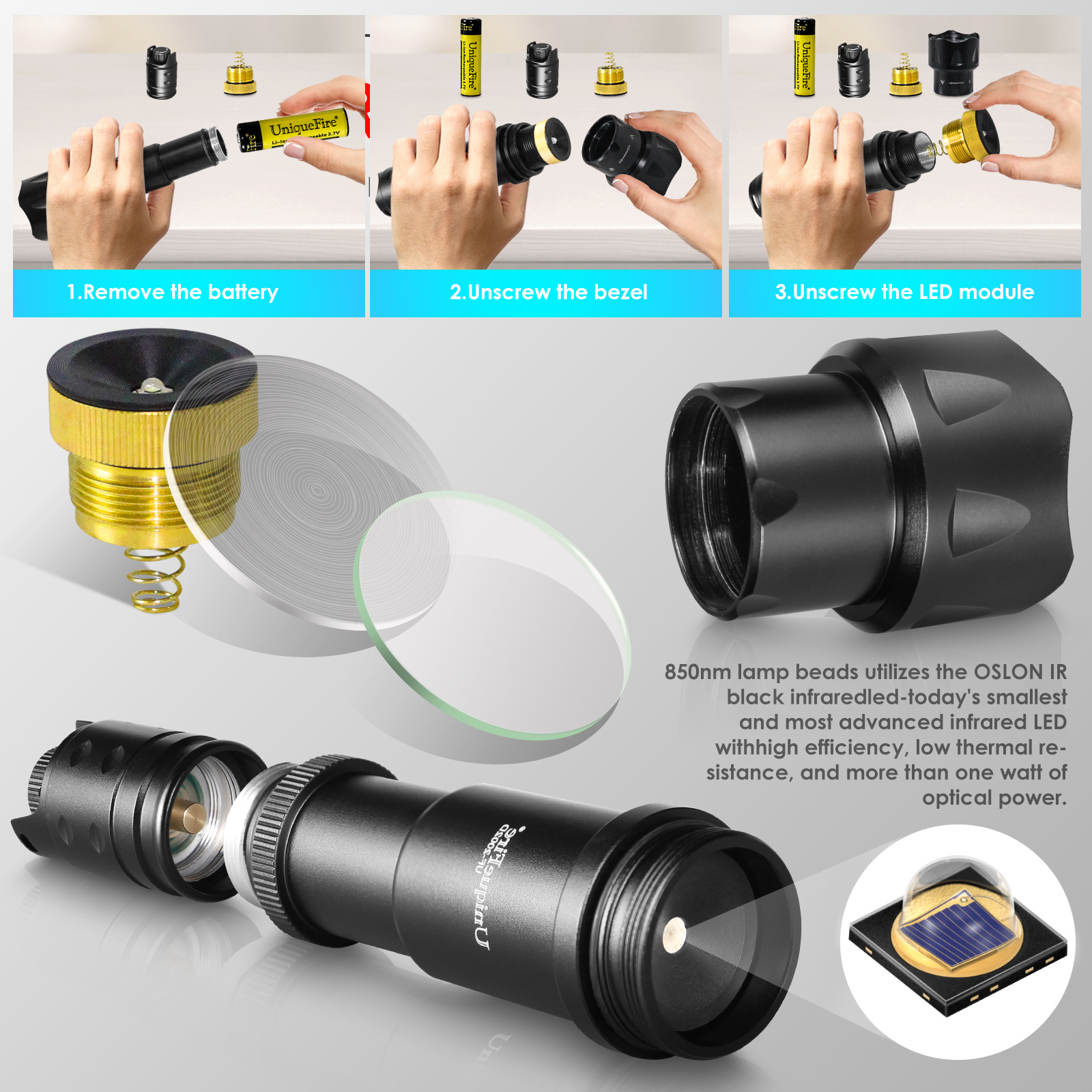 UniqueFire 2002D Fresnel Lens  - Zoom Lighting Kit avaliação e preço