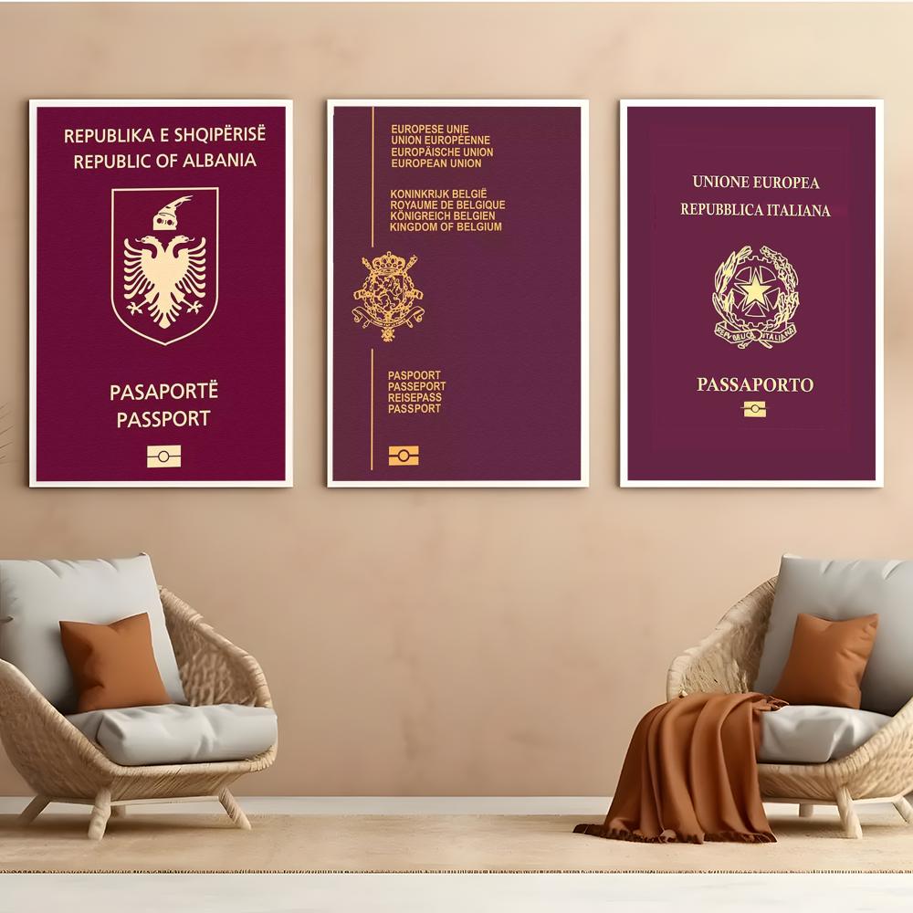 Red-background Passports Poste - Home Office Passport avaliação e preço