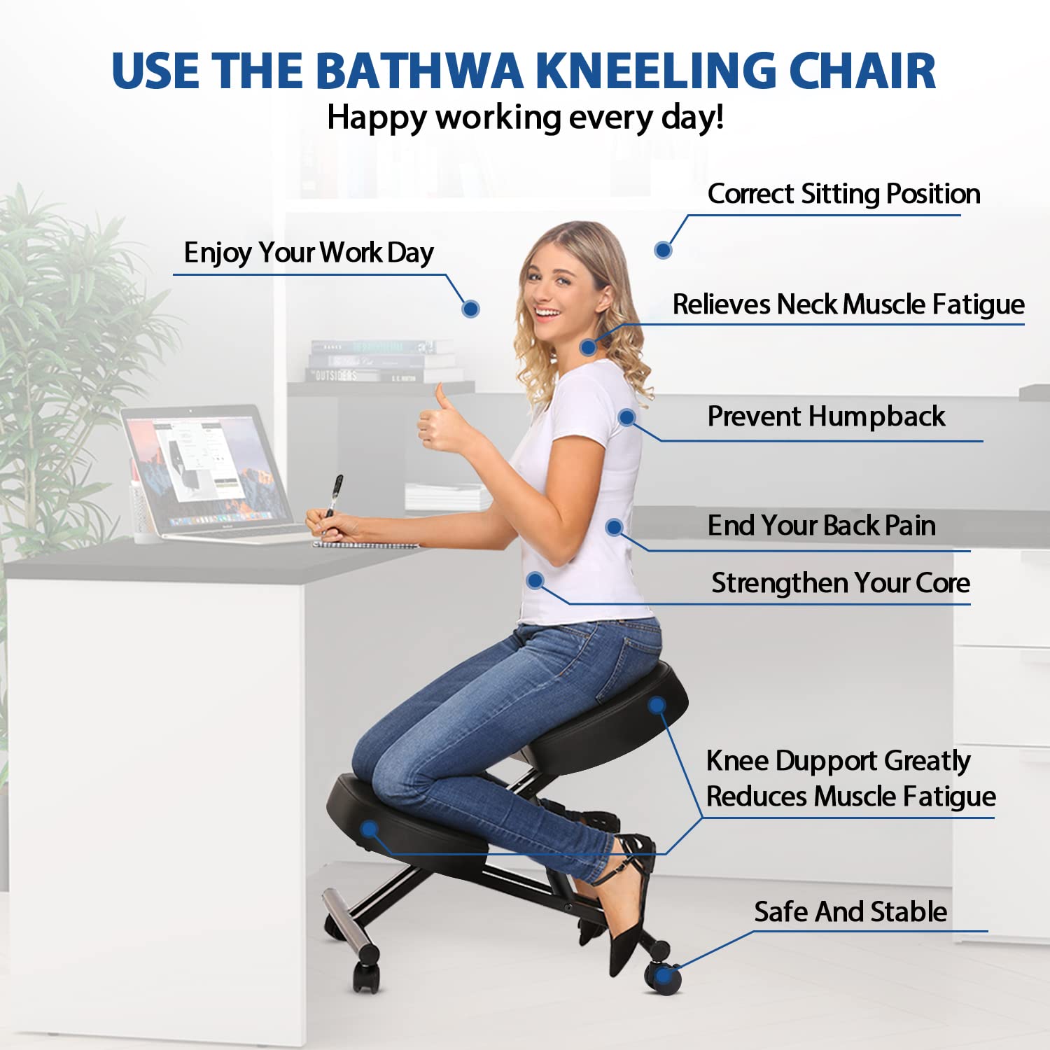 Kneeling Chair Ergonomic for O - Home Office Furniture avaliação e preço