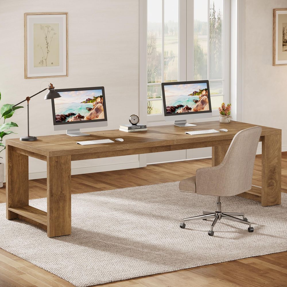 2 Person Desk, 86.6 Extra Long - Home Office With Two Desks avaliação e preço