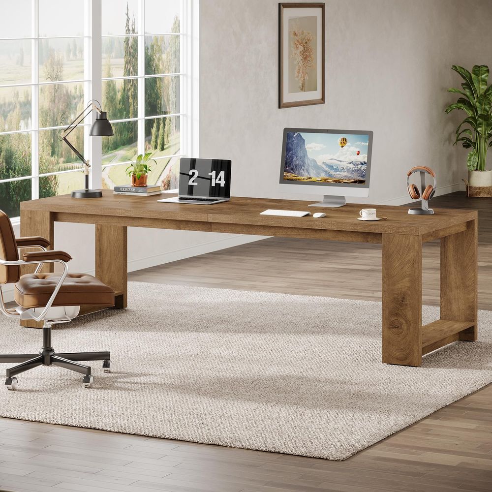 2 Person Desk, 86.6 Extra Long - Home Office With Two Desks avaliação e preço