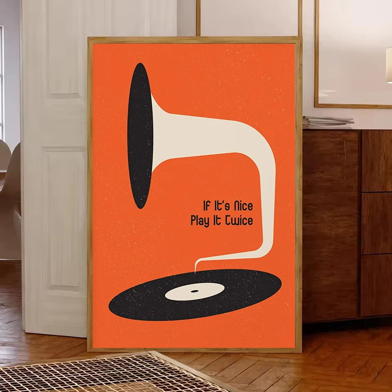 Mid Century Vinyl Record Canva - Home Office Furniture avaliação e preço