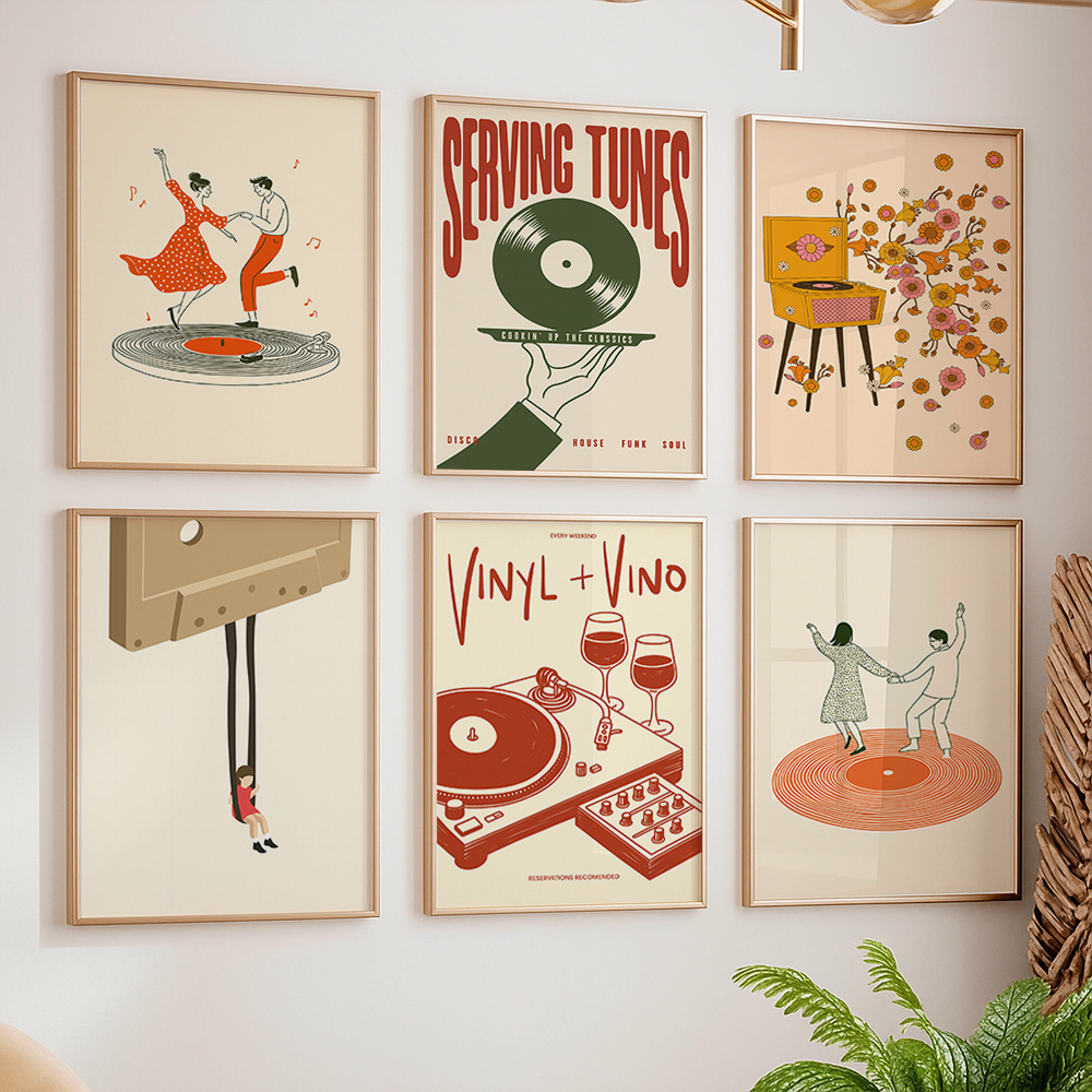 1pc Vintage Music Canvas Poste - Home Office Furniture avaliação e preço