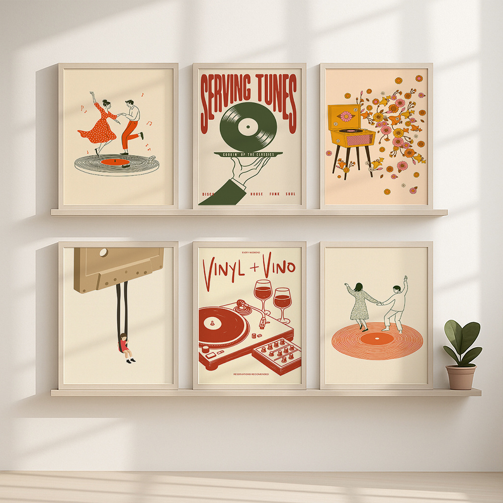 1pc Vintage Music Canvas Poste - Home Office Furniture avaliação e preço