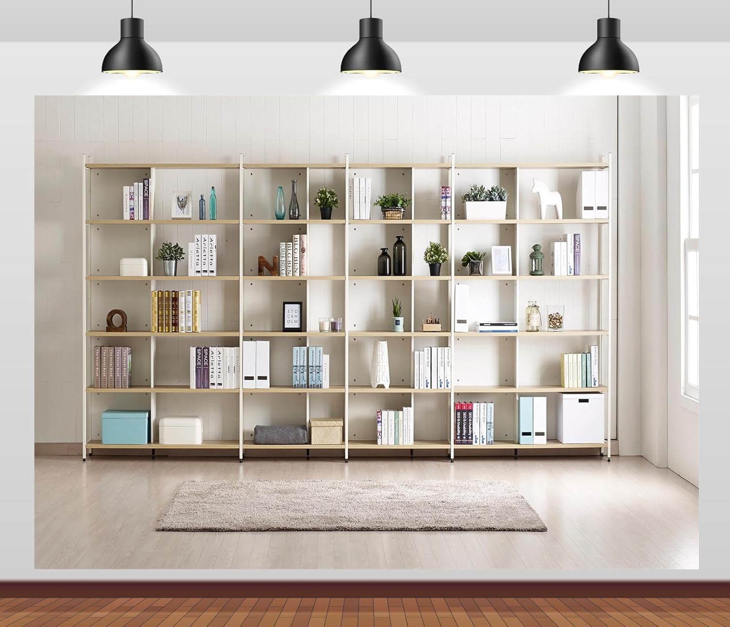 Bookshelf Photography Backdrop - Home Office Zoom Background Free avaliação e preço