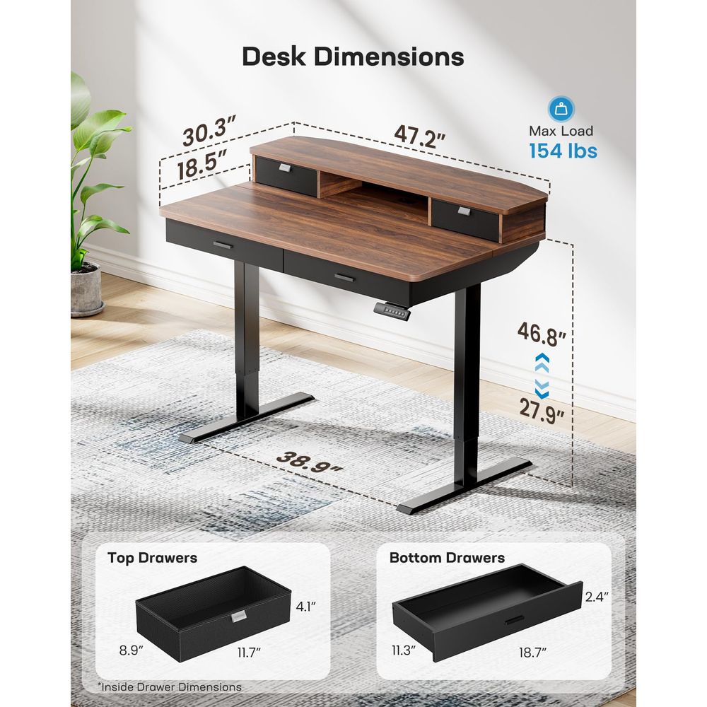 48 x 30 inch Electric Standing - Home Office With Two Desks avaliação e preço