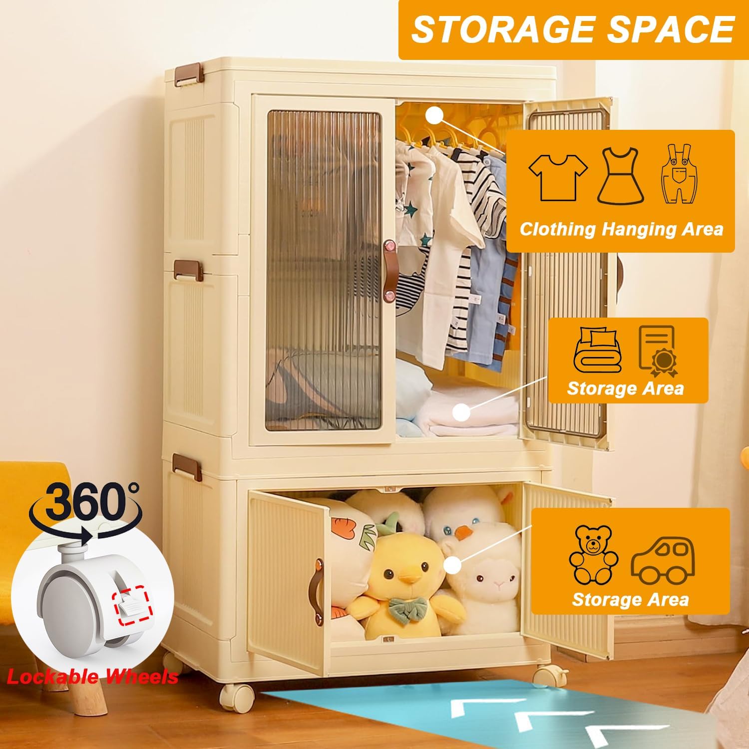 Foldable Wardrobe Cabinet with - Home Office Furniture avaliação e preço