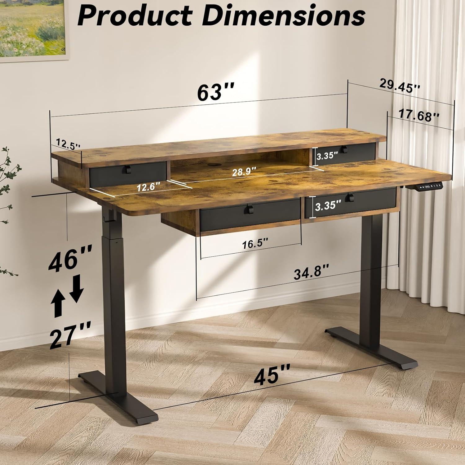 Height Adjustable Electric Des - Home Office With Two Desks avaliação e preço
