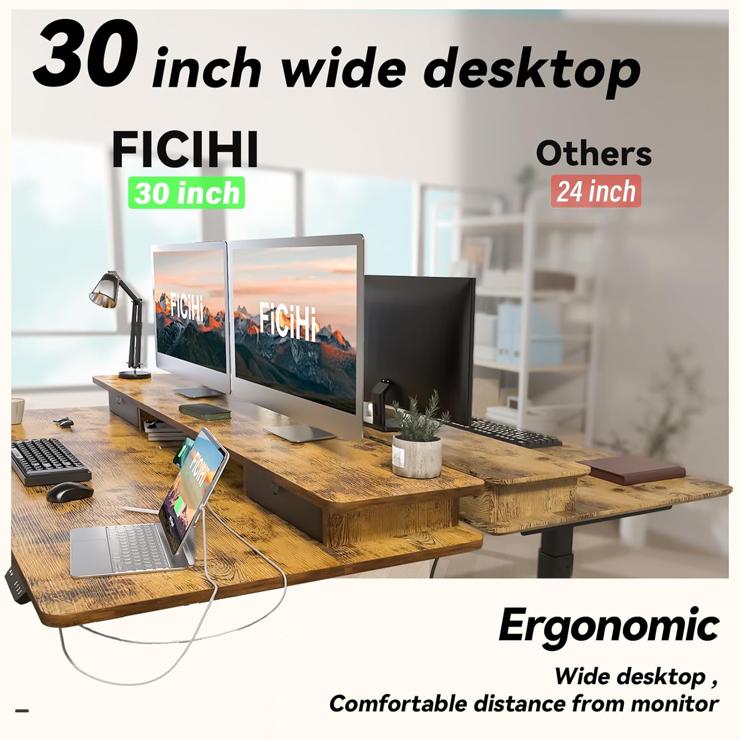 Height Adjustable Electric Des - Home Office With Two Desks avaliação e preço