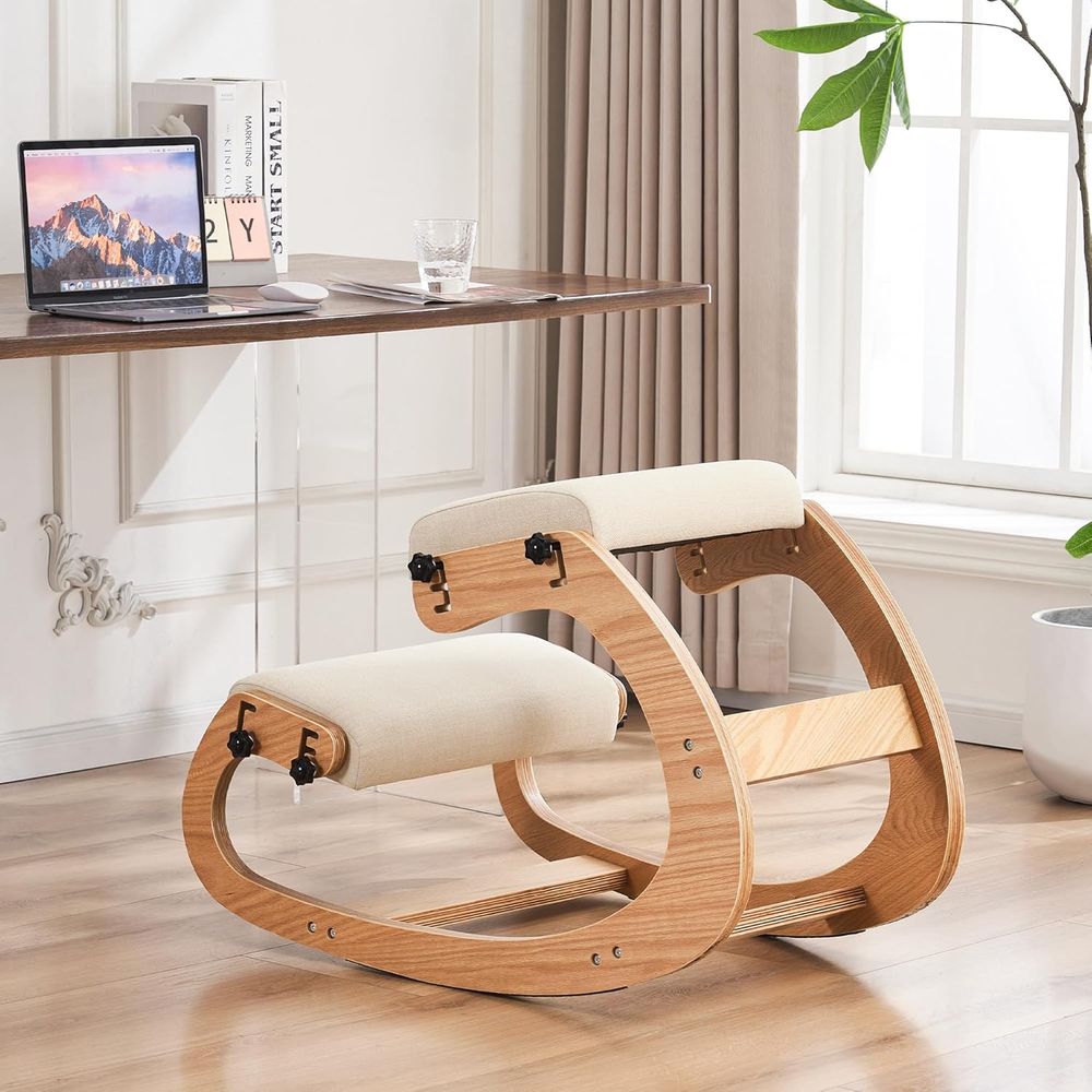 Ergonomic Adjustable Wooden Kn - Home Office Chair avaliação e preço