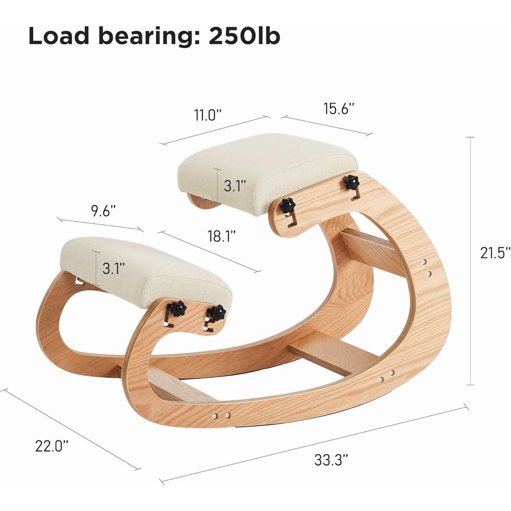 Ergonomic Adjustable Wooden Kn - Home Office Chair avaliação e preço
