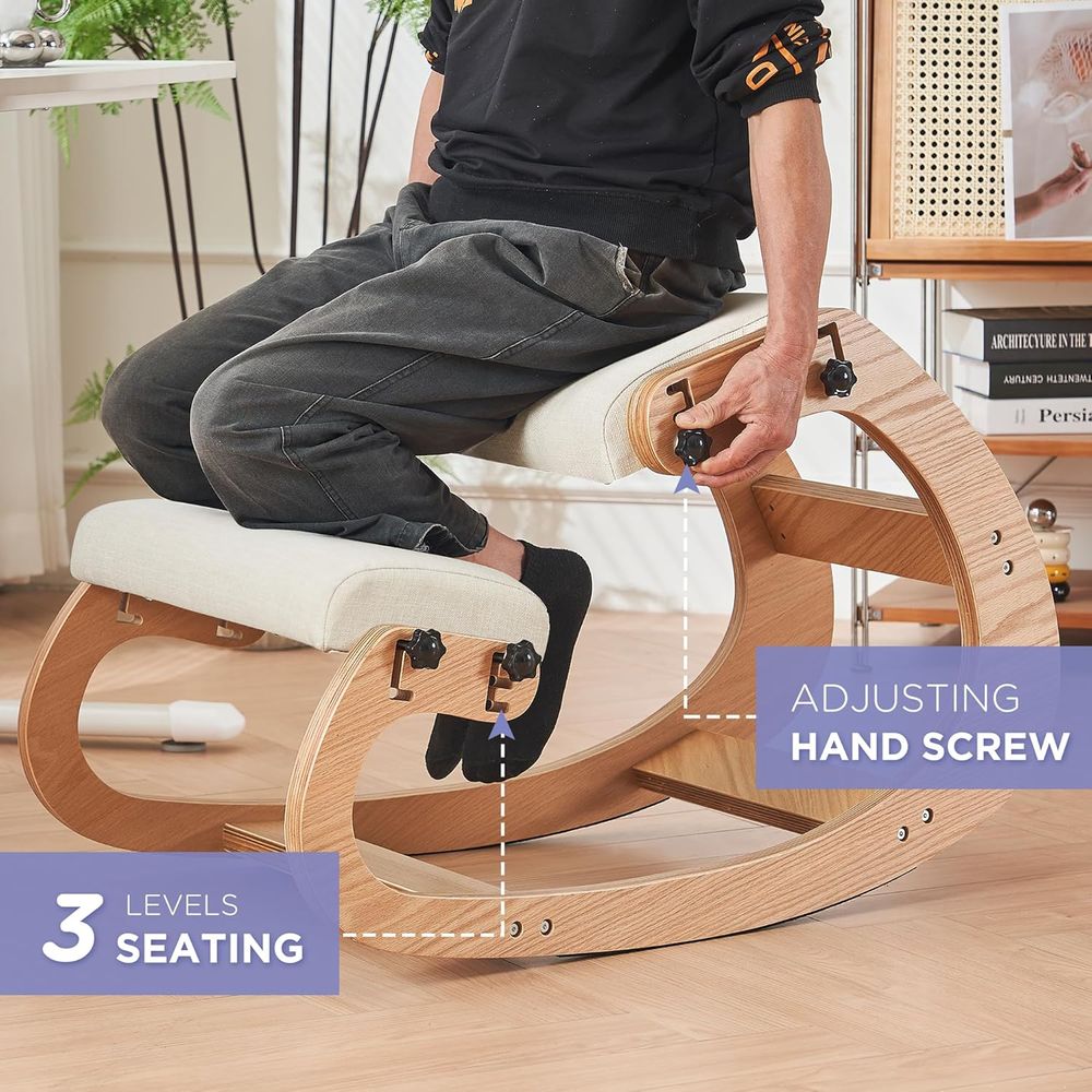 Ergonomic Adjustable Wooden Kn - Home Office Chair avaliação e preço