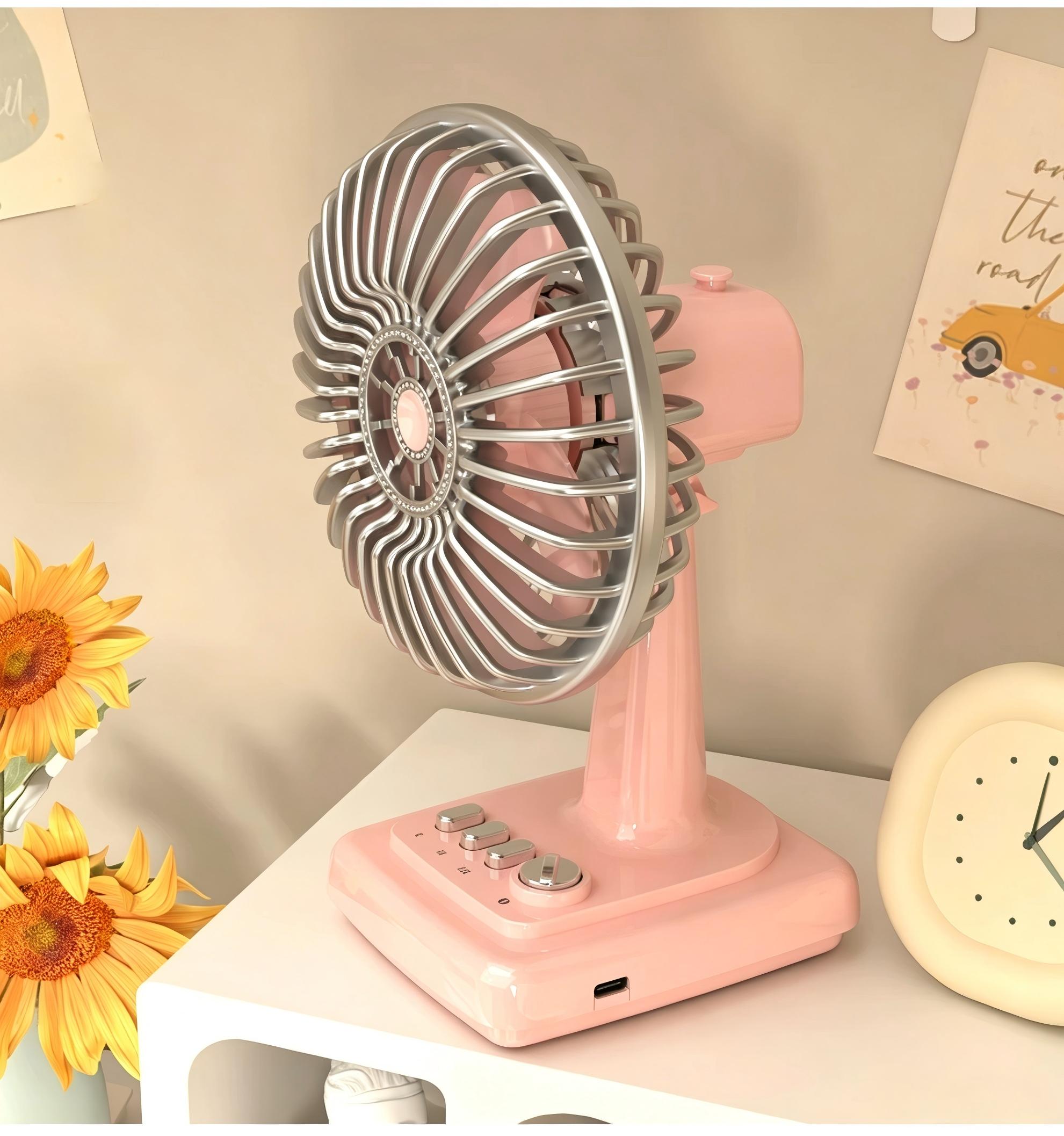 Retro Alloy Desktop Fan 3 Spee - Home Office Student avaliação e preço
