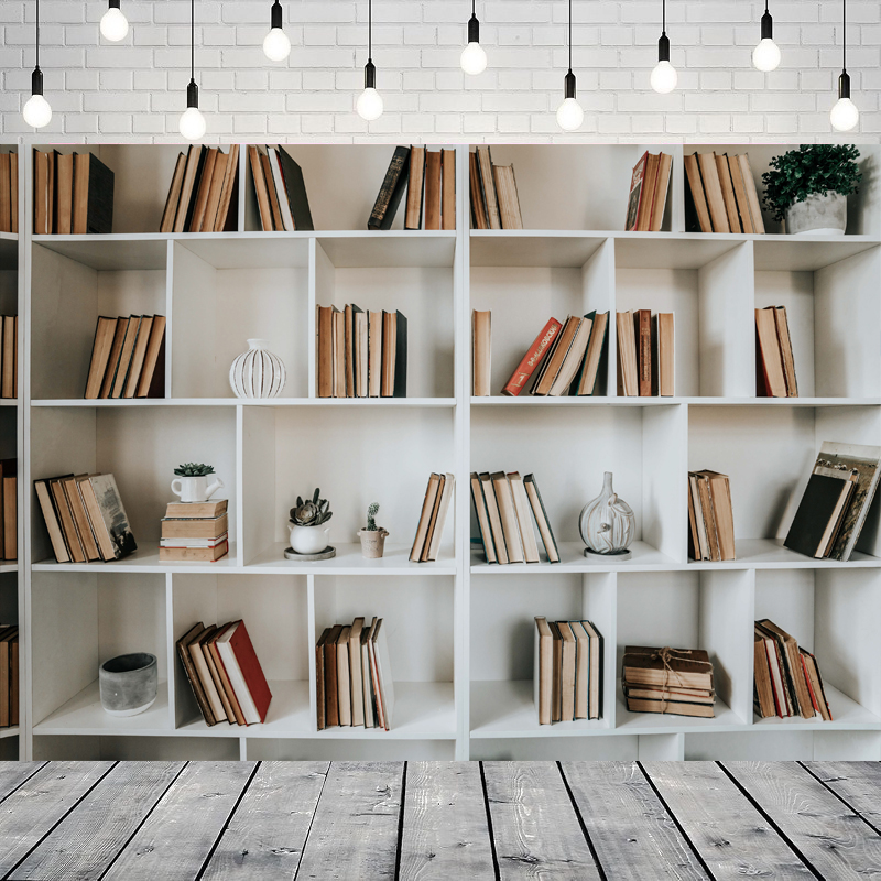 White Bookshelf Photography Ba - Home Office Zoom Background Free avaliação e preço