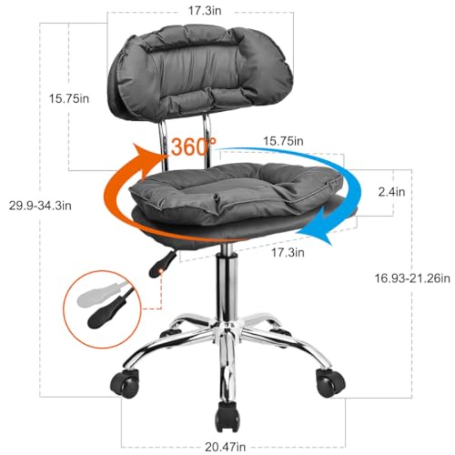 Rolling Stool Backrest Thick S - Home Office Chair avaliação e preço
