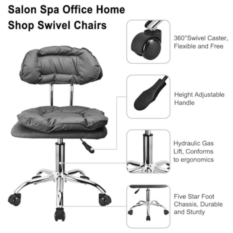 Rolling Stool Backrest Thick S - Home Office Chair avaliação e preço