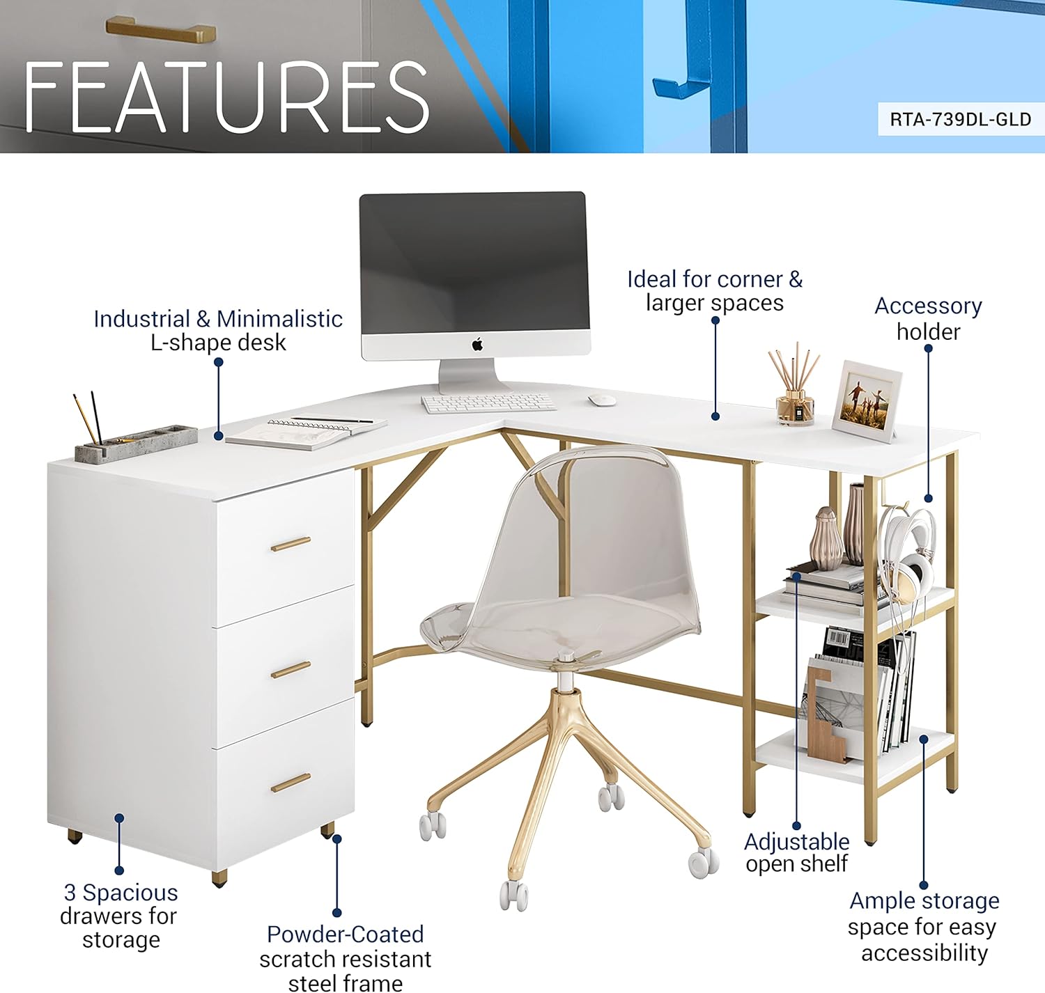 L Shaped Desk - Two-Toned Comp - Home Office With Two Desks avaliação e preço