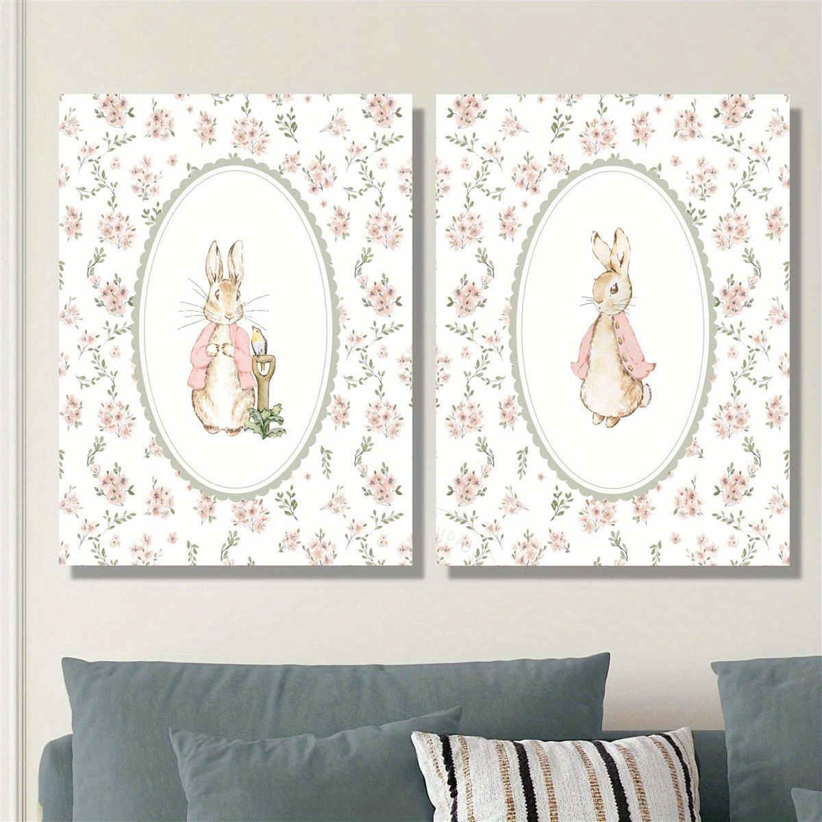 2pcs Retro Easter Rabbit Canva - Home Office For Two avaliação e preço