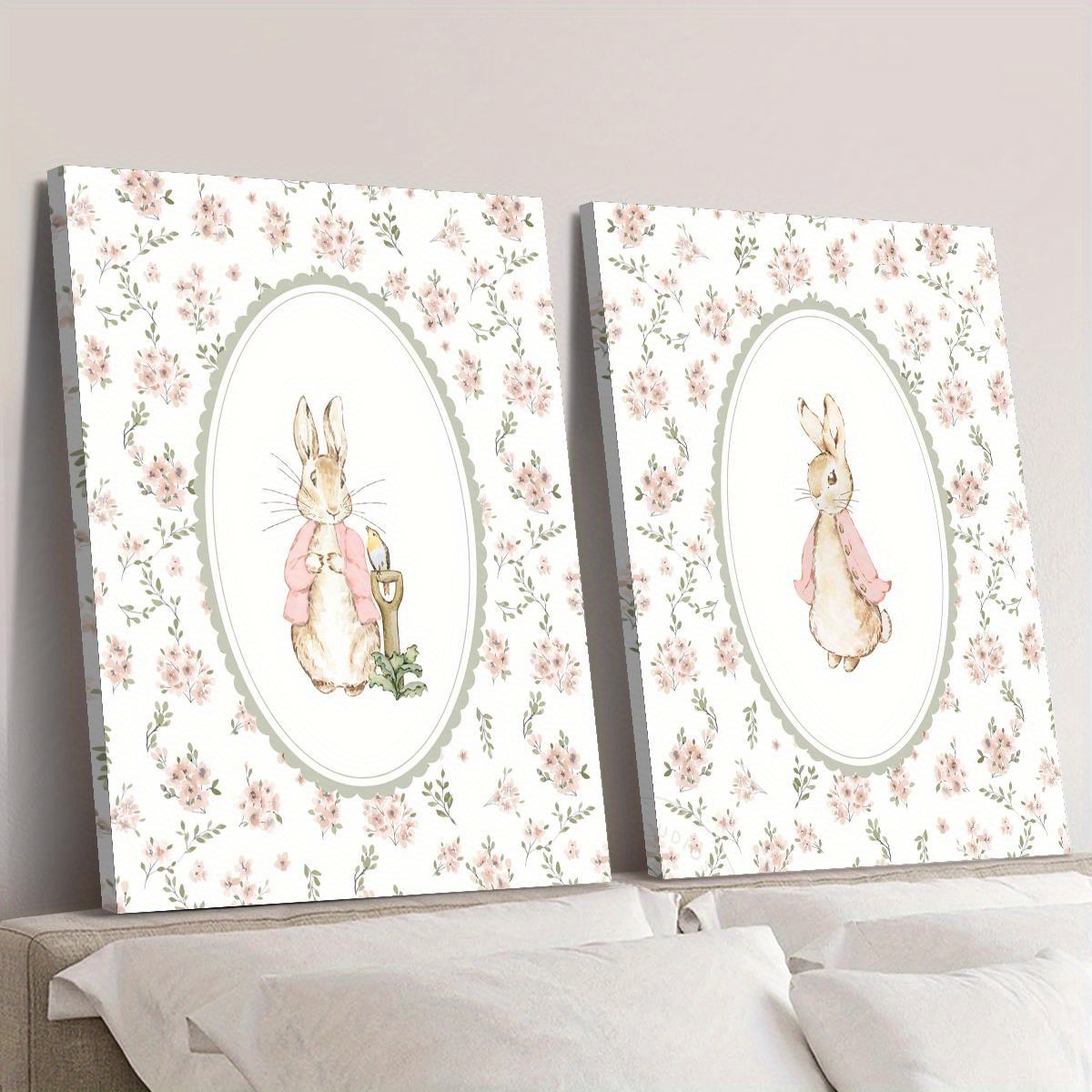 2pcs Retro Easter Rabbit Canva - Home Office For Two avaliação e preço