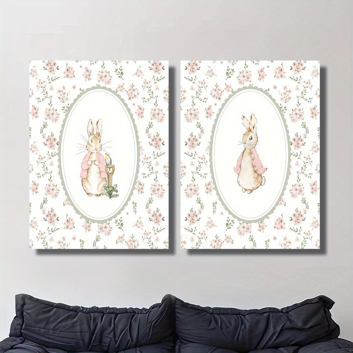 2pcs Retro Easter Rabbit Canva - Home Office For Two avaliação e preço