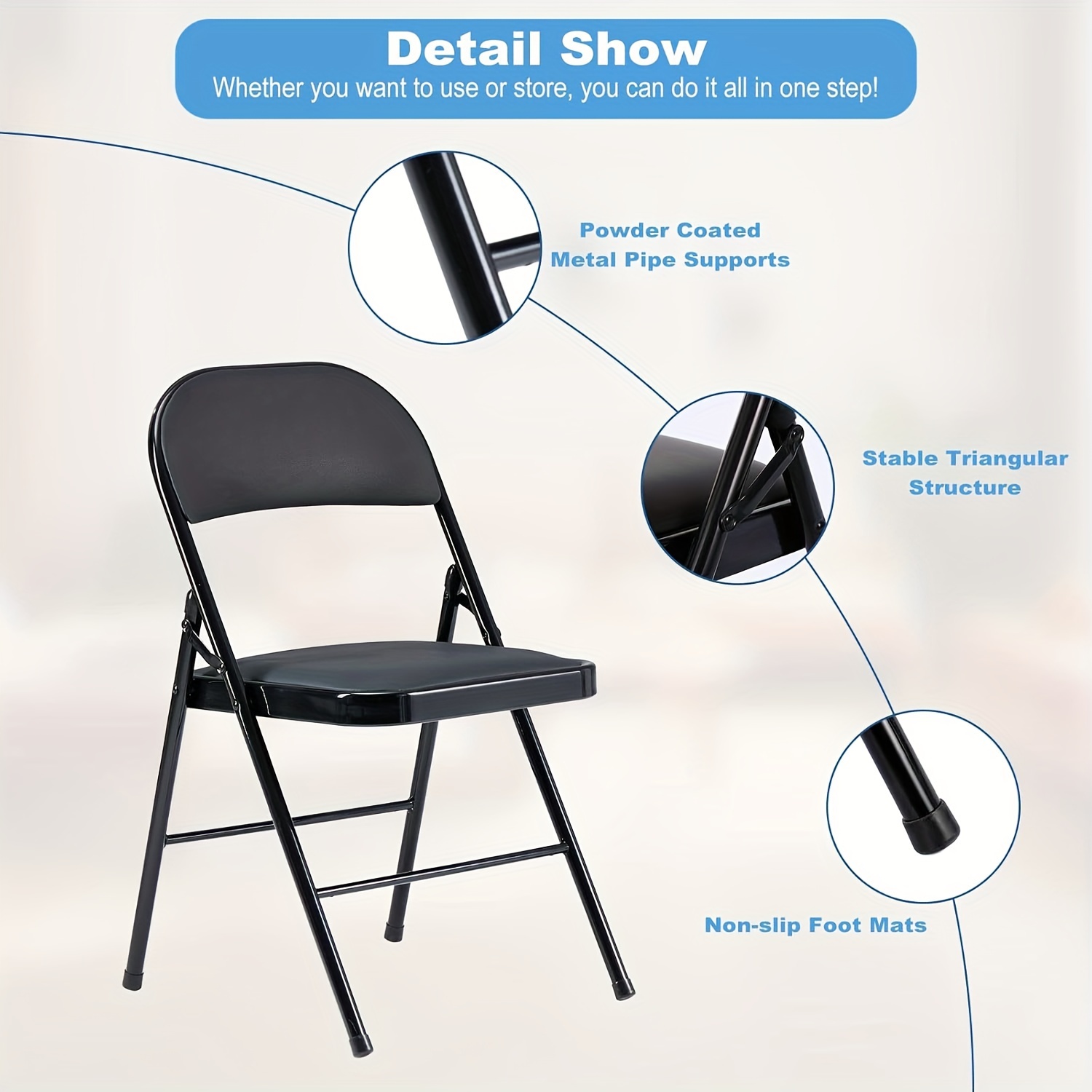 Black Folding Chair Set Of 6,  - Home Office United Kingdom avaliação e preço