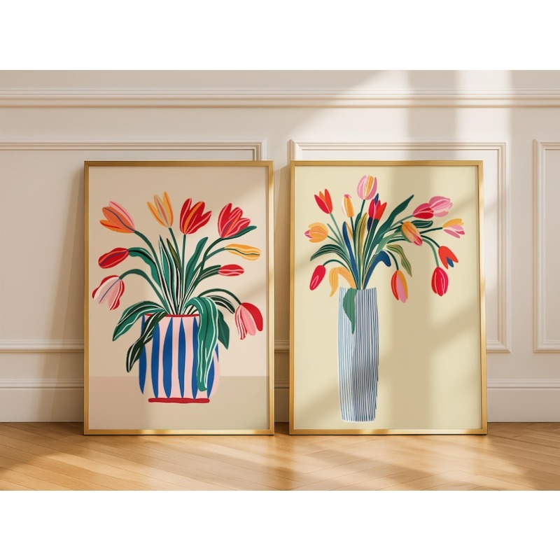 2pcs Tulip Flowers Canvas Wall - Home Office For Two avaliação e preço