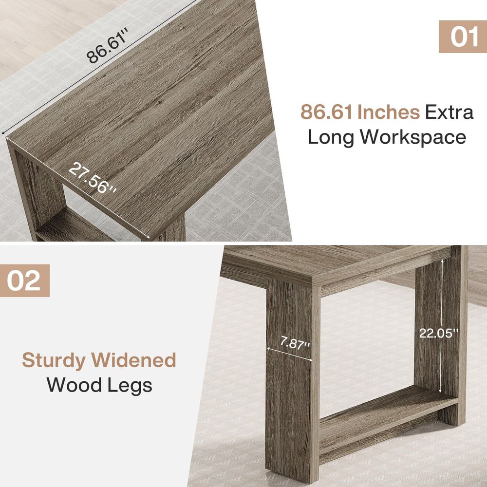 Two Person Desk, 86.6Inch Extr - Home Office With Two Desks avaliação e preço