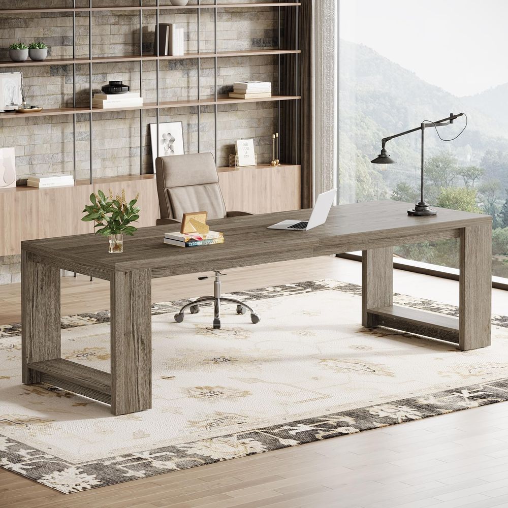 Two Person Desk, 86.6Inch Extr - Home Office With Two Desks avaliação e preço