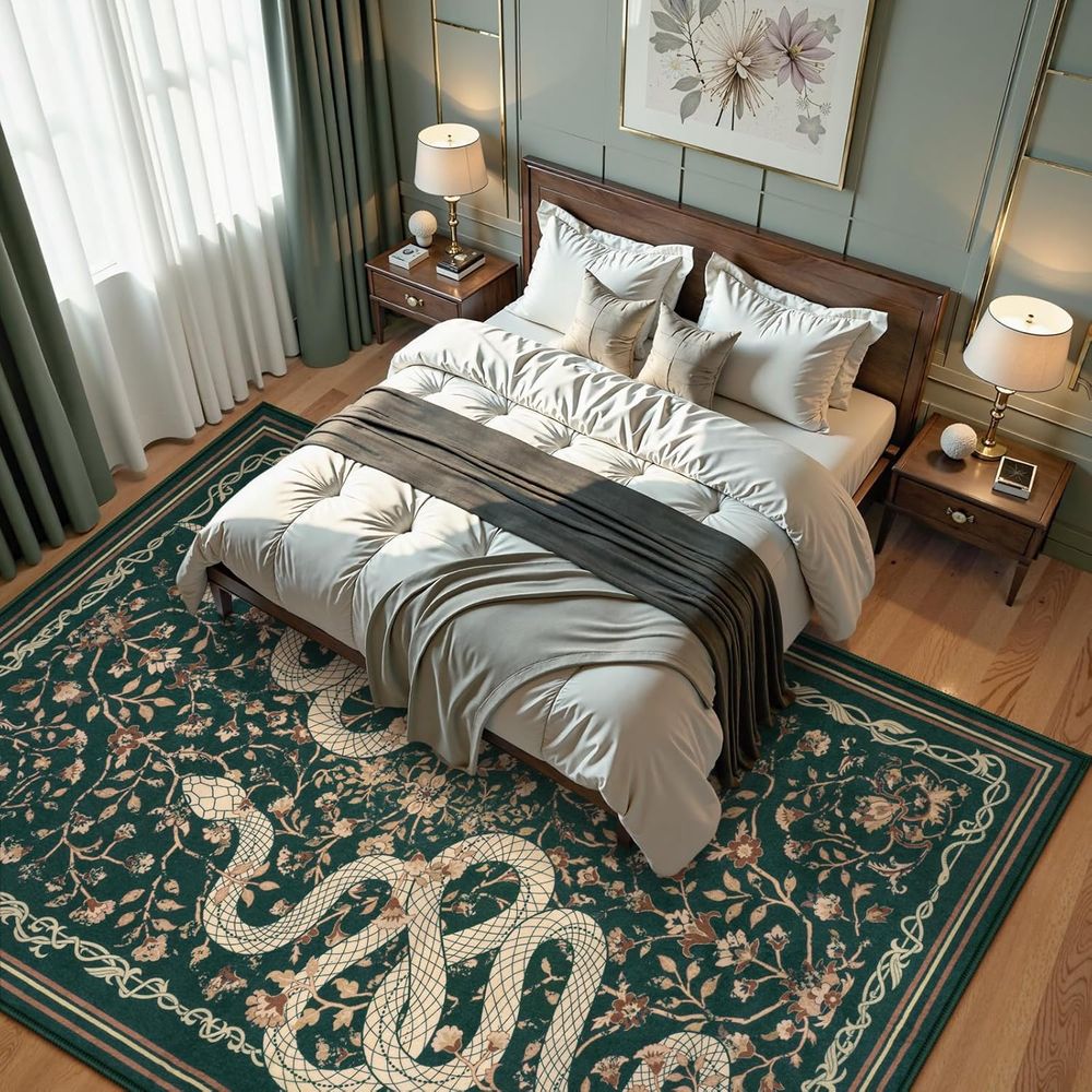 Green 5x7 Snake Pattern Washab - Home Office Rug avaliação e preço
