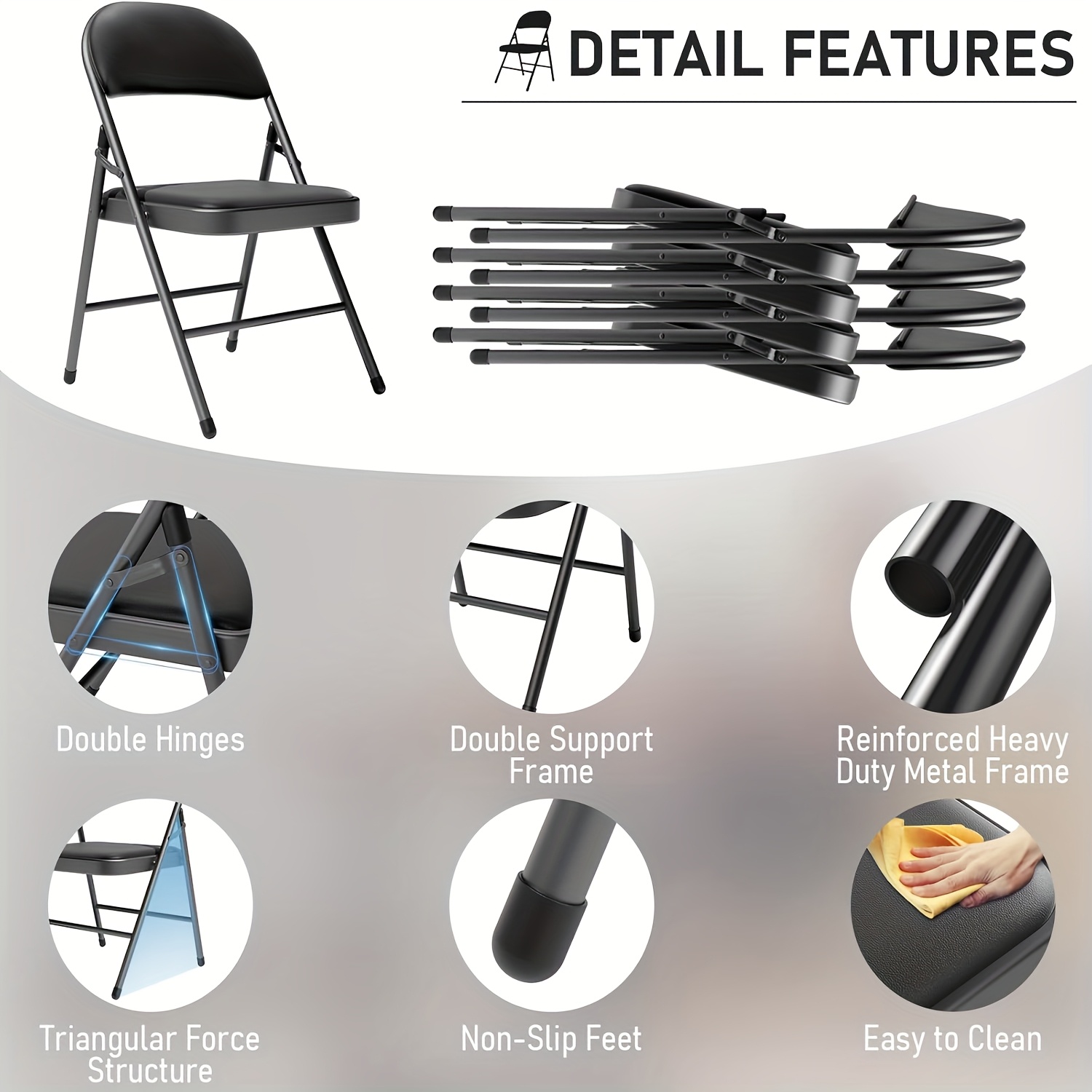 Black Folding Chair Set Of 4,  - Home Office United Kingdom avaliação e preço