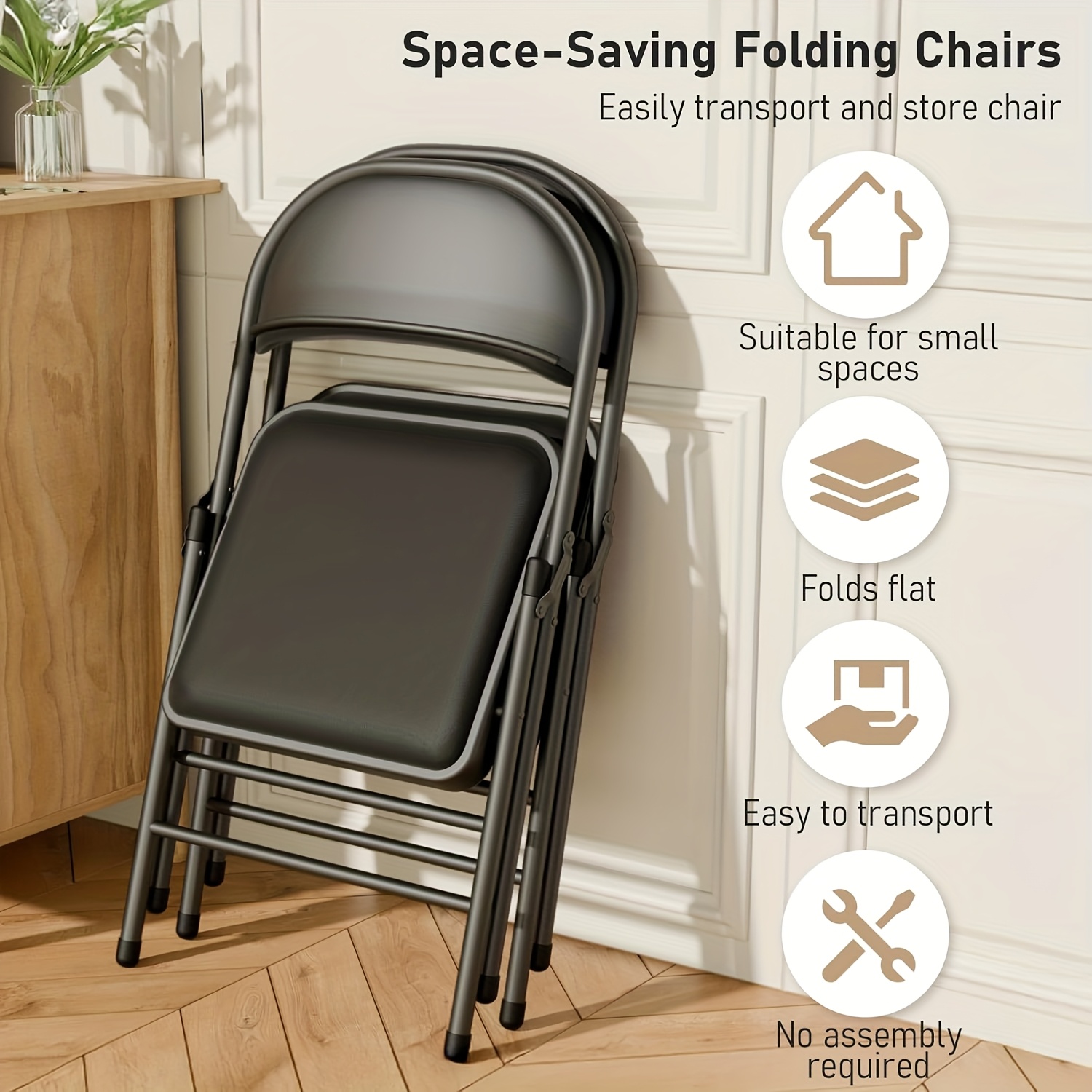 Black Folding Chair Set Of 4,  - Home Office United Kingdom avaliação e preço