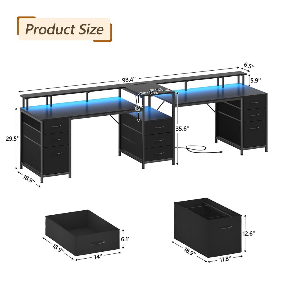 98.4 Long Computer Desk with 9 - Home Office With Two Desks avaliação e preço