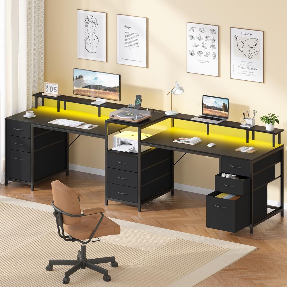98.4 Long Computer Desk with 9 - Home Office With Two Desks avaliação e preço