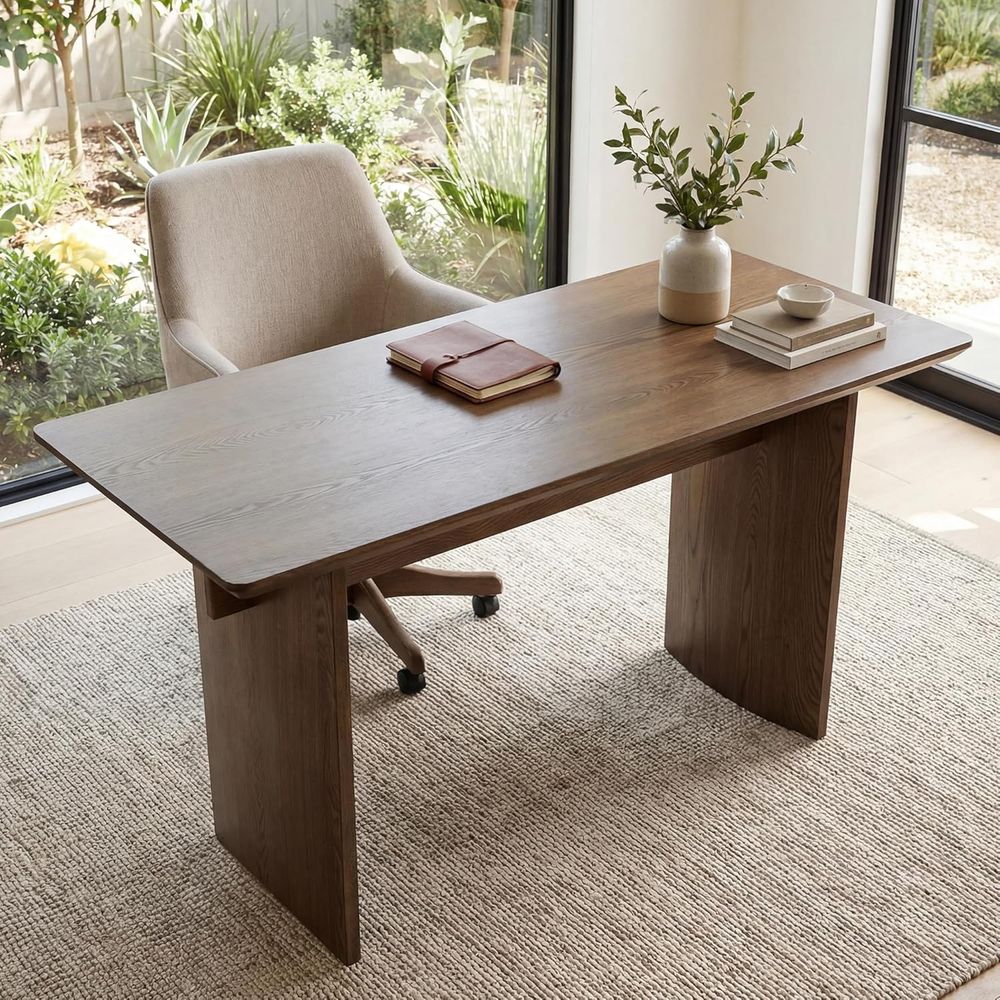 Spacious 55 Natural Walnut Min - Home Office With Two Desks avaliação e preço
