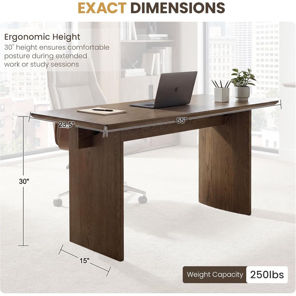 Spacious 55 Natural Walnut Min - Home Office With Two Desks avaliação e preço