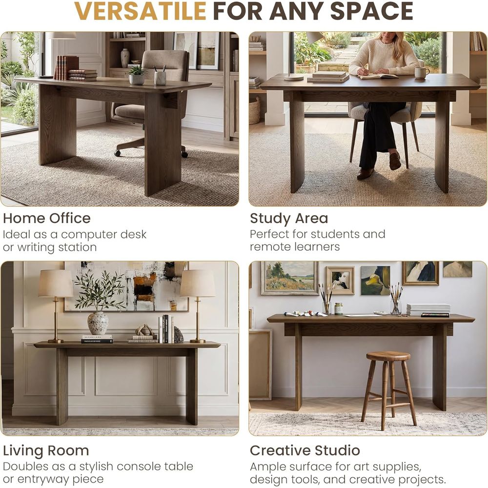 Spacious 55 Natural Walnut Min - Home Office With Two Desks avaliação e preço